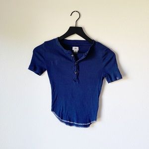 Urban Outfitters BDG Fitted Crop Navy Blue Top Size Small
